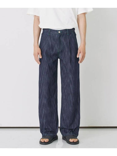 Green stitch onetuck denim pants_wide fit - BLONDNINE - BALAAN 1