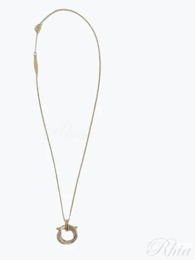 Gancini Pendant Crystal Necklace Gold - SALVATORE FERRAGAMO - BALAAN 2