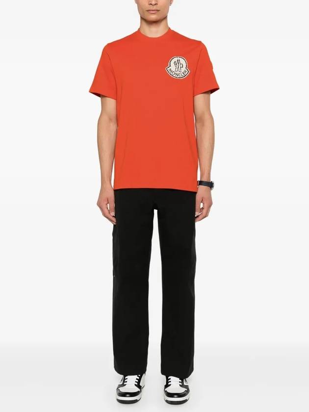 Logo Crew Neck Short Sleeve T Shirt Orange - MONCLER - BALAAN 3