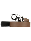 Gancini Reversible Adjustable Leather Belt Cane Sugar Brown Black - SALVATORE FERRAGAMO - BALAAN 2