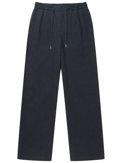 Men's Linen String Straight Pants Charcoal - SOLEW - BALAAN 2