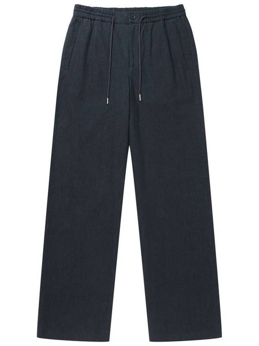 Men's Linen String Straight Pants Charcoal - SOLEW - BALAAN 2