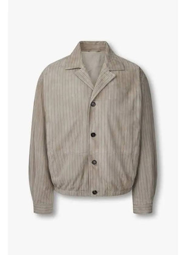 Men s Striped Suede Blouson Beige - GIORGIO ARMANI - BALAAN 1