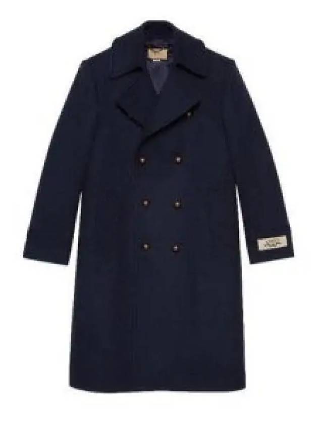 Felt Wool Double Coat Dark Navy - GUCCI - BALAAN 2