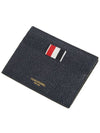 Pebble Calfskin 4-Bar Applique Note Card Wallet Navy - THOM BROWNE - BALAAN 5