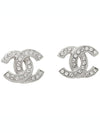 CC logo earrings silver - CHANEL - BALAAN.