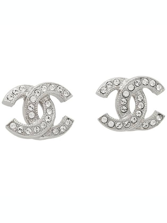 CC logo earrings silver - CHANEL - BALAAN.