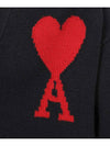 Heart Logo V Neck Wool Cardigan Black - AMI - BALAAN 8