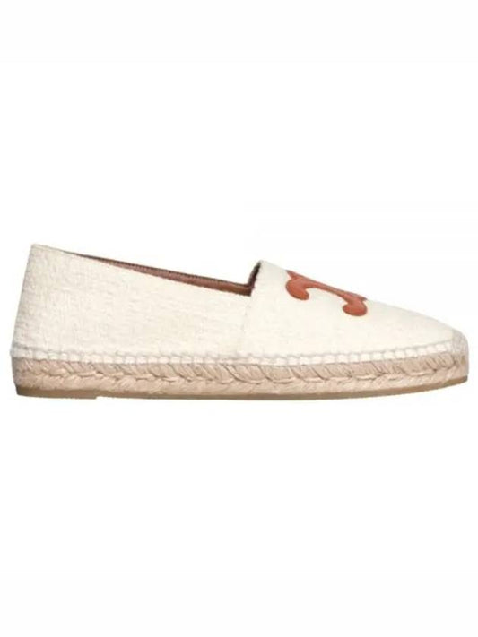 Women's Triomphe Logo Patch Flat Espadrilles Cream - CELINE - BALAAN 2