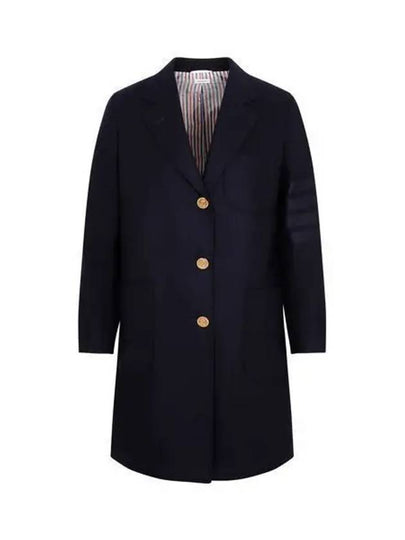 Flannel Sack 4 Bar Wool Cashmere Single Coat Navy - THOM BROWNE - BALAAN 2