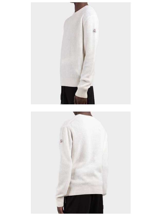 Men's Ribbed Wool Cashmere Blend Knit Top White - MONCLER - BALAAN 7