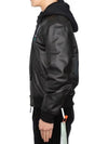 Back Logo Leather Hooded Bomber Jacket Black - OFF WHITE - BALAAN 5