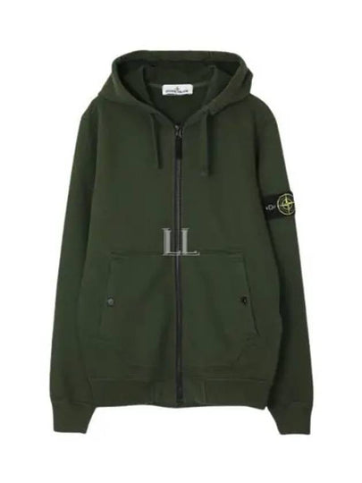 Wappen Patch Cotton Zip Up Hoodie Olive - STONE ISLAND - BALAAN 2