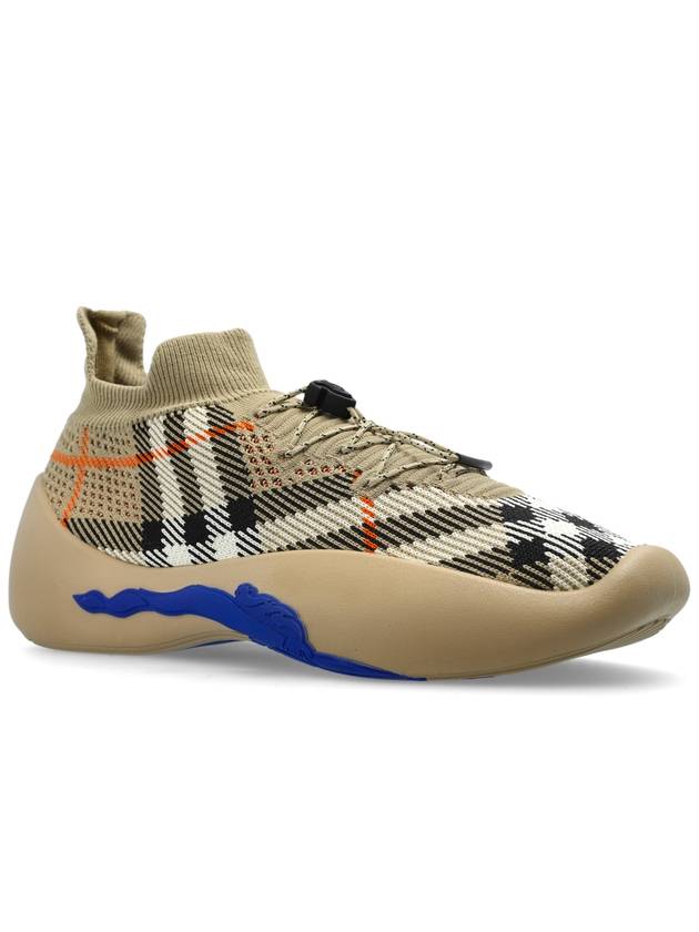 Check Knit Neptune Low Top Sneakers Sand - BURBERRY - BALAAN 5