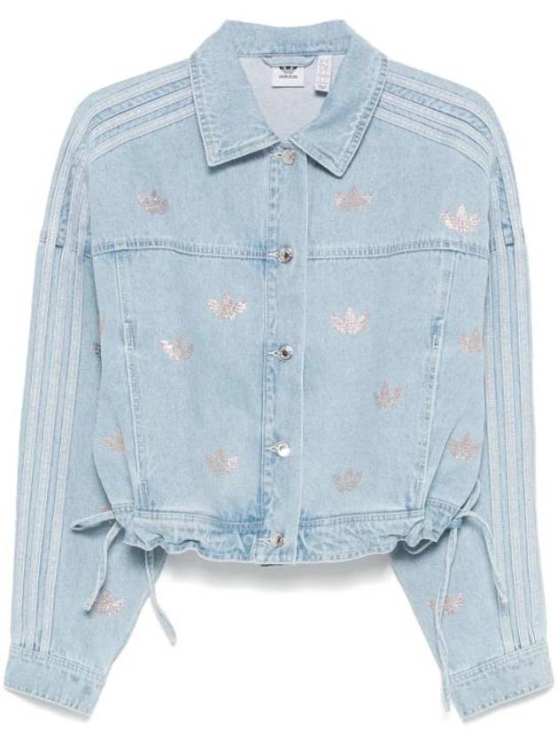 Rhinestone Trefoil Denim Jacket Light Blue - ADIDAS - BALAAN 2