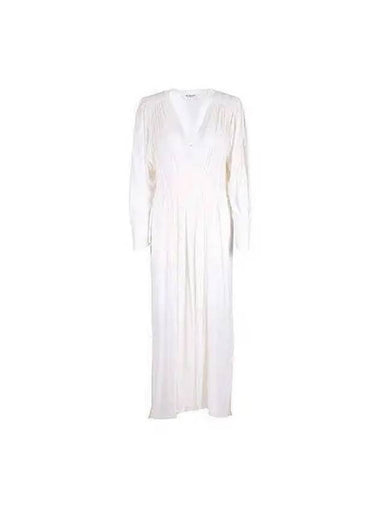 Women s EZINIA V neck long dress ecru RO0009 FA1J43E - ISABEL MARANT - BALAAN 1