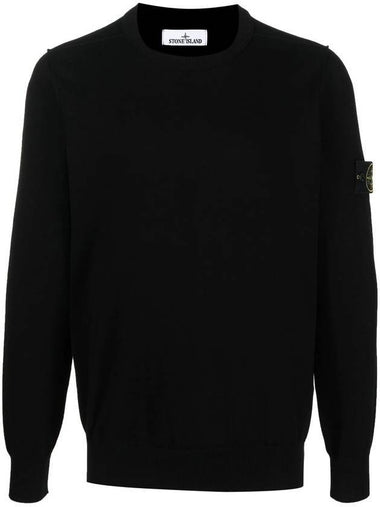 Logo Patch Knit Top Black - STONE ISLAND - BALAAN 1