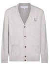 Bold Fox Head Patch Regular Lambswool Cardigan Light Grey - MAISON KITSUNE - BALAAN 3