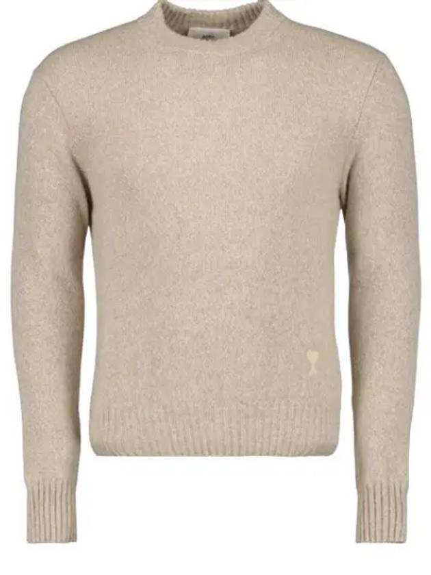 Men's Tonal Cashmere Crew Neck Sweater Champagne - AMI - BALAAN 2