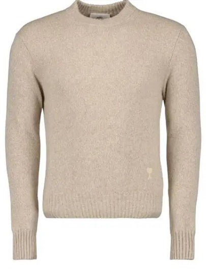 Men's Tonal Cashmere Crew Neck Sweater Champagne - AMI - BALAAN 2