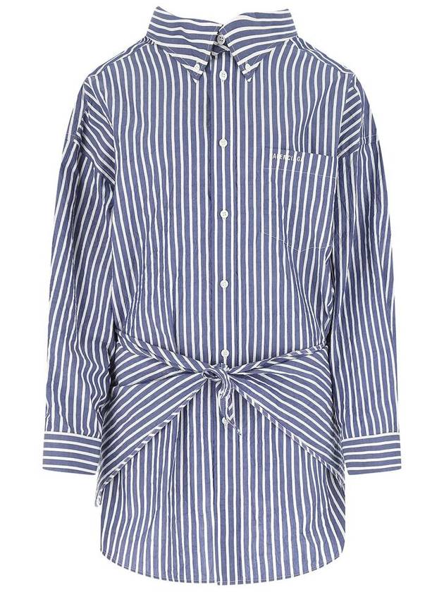 crinkle striped poplin knot shirt blue - BALENCIAGA - BALAAN 2