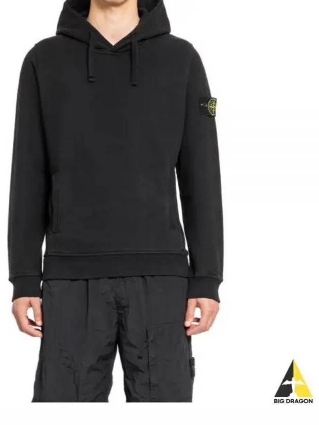 Wappen Patch Brushed Cotton Fleece Hoodie Black - STONE ISLAND - BALAAN 2