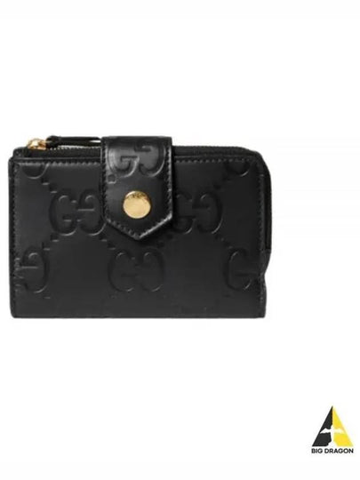 GG Snap Button Leather Medium Card Wallet Black - GUCCI - BALAAN 2