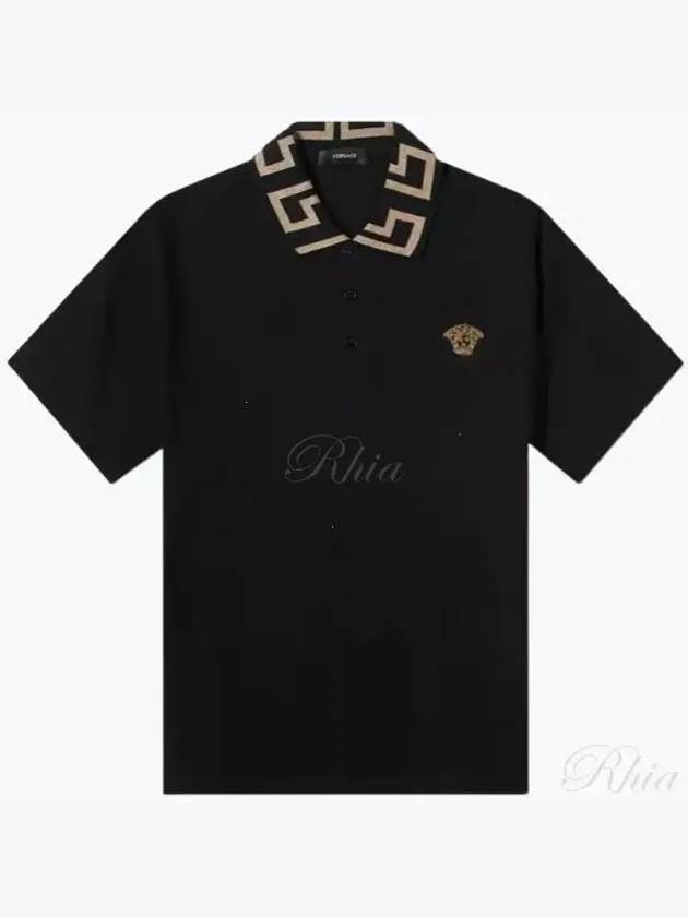 Men's Medusa Greca Short Sleeve Polo Shirt Black - VERSACE - BALAAN 2