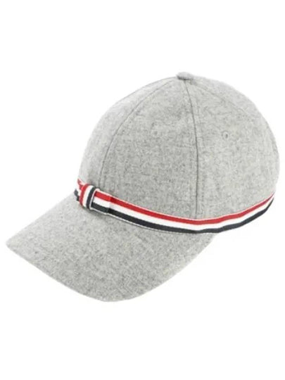 Bow Grosgrain Wool Flannel Ball Cap Light Grey - THOM BROWNE - BALAAN 2