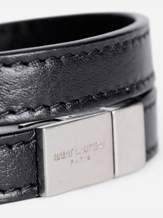 Opyum Silver Double Wrap Bracelet Black - SAINT LAURENT - BALAAN 5