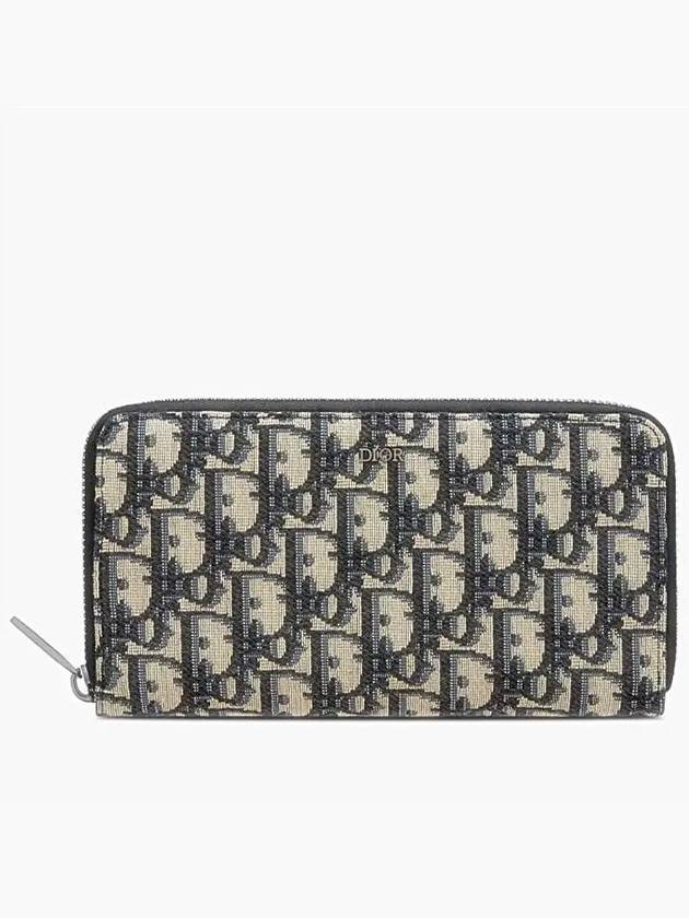 Oblique Jacquard Zipper Long Wallet Black Beige - DIOR - BALAAN 2