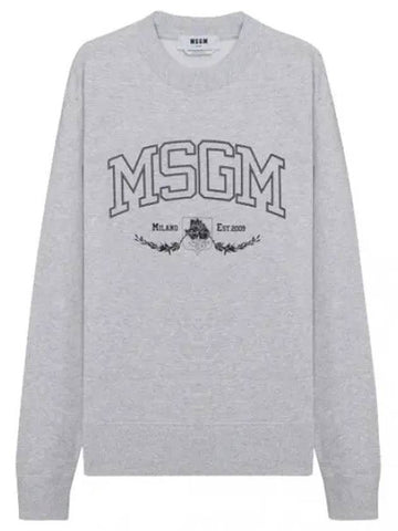 College Logo Crew Neck Cotton Sweatshirt - MSGM - BALAAN 1