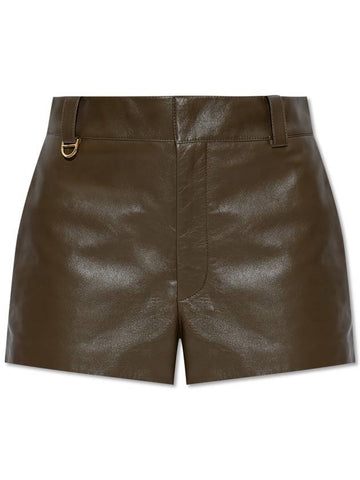 Chloé Leather Shorts, Women's, Green - CHLOE - BALAAN 1