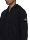 Logo Cotton Zip-Up Hoodie Black - STONE ISLAND - BALAAN 5