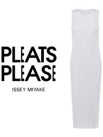 Pleated please basic long dress light gray JH114 - ISSEY MIYAKE - BALAAN 1