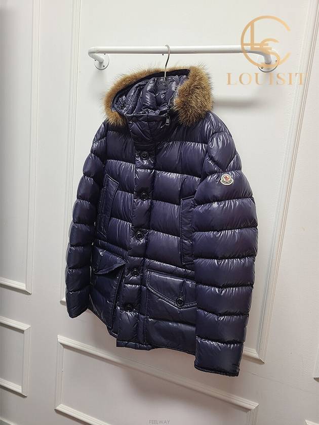 Used luxury goods Lewis It 4 Montclair navy glossy raccoon fur Cluny padded jumper - MONCLER - BALAAN 3