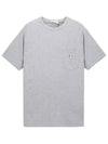 Tricolor Fox Patch Classic Pocket Short Sleeve T-Shirt Grey Melange - MAISON KITSUNE - BALAAN 2