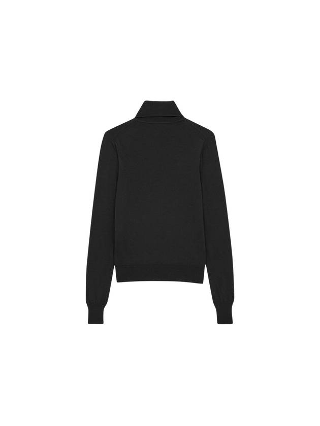 Cassandre Wool Turtle Neck Black - SAINT LAURENT - BALAAN 3