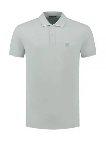 Metropolis Logo Badge Striped Polo Shirt Grey - CP COMPANY - BALAAN 1