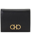 Gancini Compact Half Wallet Black - SALVATORE FERRAGAMO - BALAAN 2