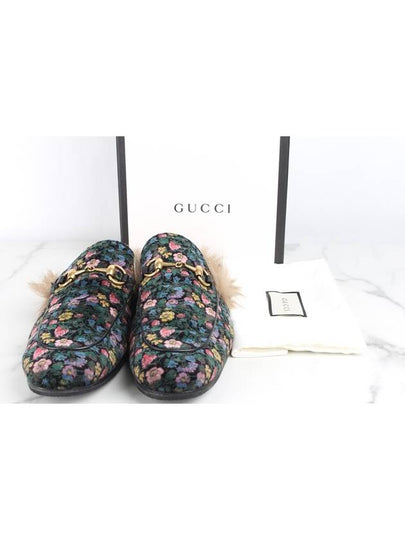 Horsebit Prince Fur Bloafer Sandals Black 9 5 285 - GUCCI - BALAAN 2