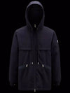 Acanthe Logo Patch Down Hooded Short Jacket Navy Blue - MONCLER - BALAAN 2