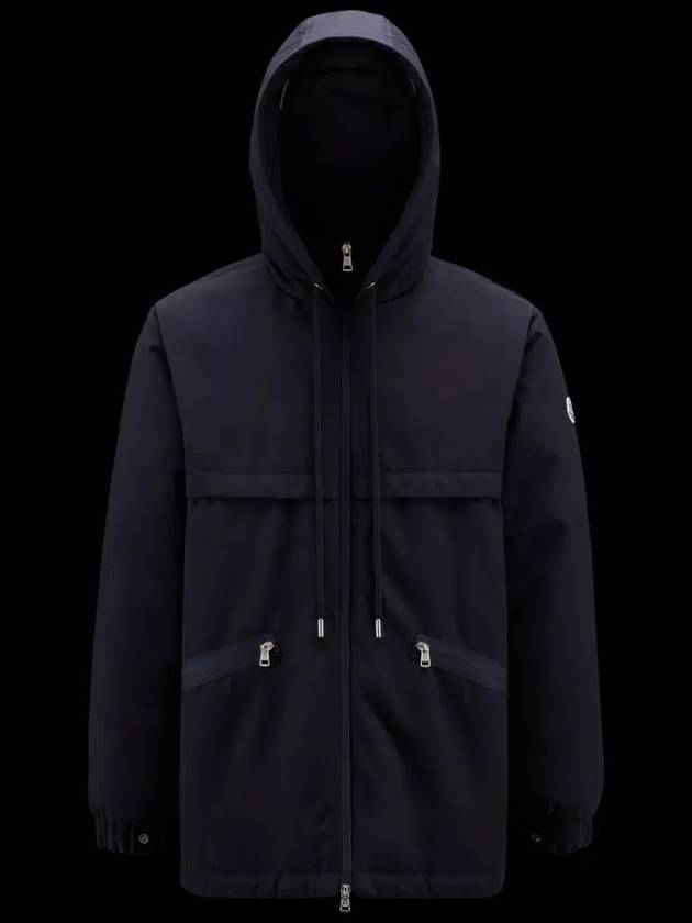 Acanthe Logo Patch Down Hooded Short Jacket Navy Blue - MONCLER - BALAAN 2