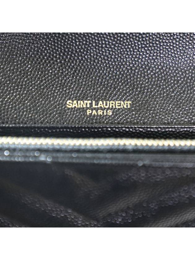 Saint Laurent 372264 Black Grande Poudre Textured Matelasse Monogram Gold Flap Long Wallet - SAINT LAURENT - BALAAN 9