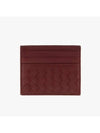 Intrecciato Weaving Card Wallet Wine - BOTTEGA VENETA - BALAAN 3