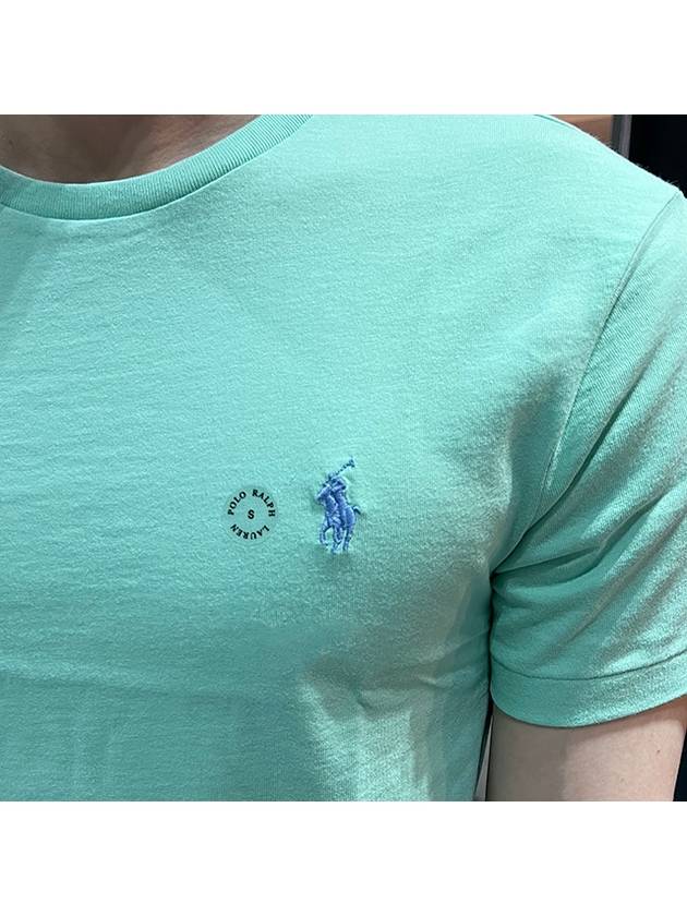 Embroidered Logo Cotton Short Sleeve T-Shirt Aqua Green - POLO RALPH LAUREN - BALAAN 7