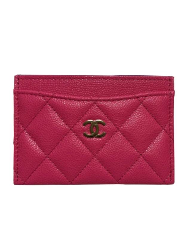 Gold Classic Caviar Card Wallet Red - CHANEL - BALAAN 1