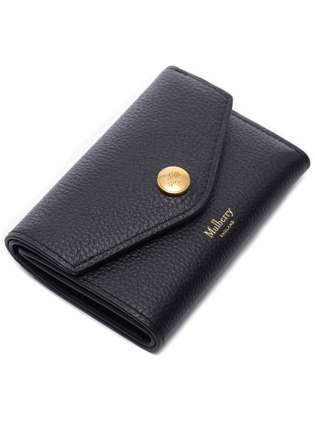 Folded Grain Leather Multi Card Wallet Black - MULBERRY - BALAAN 6