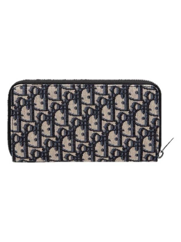 Oblique Jacquard Zipper Long Wallet Black Beige - DIOR - BALAAN 4