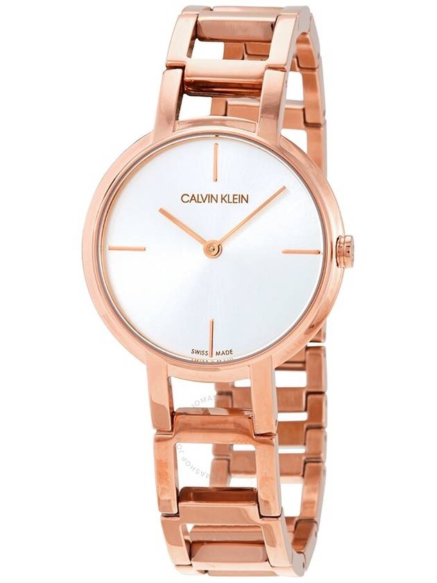 Calvin Klein Cheers Silver Dial Rose Gold PVD Ladies Watch K8N23646 - CALVIN KLEIN - BALAAN 1